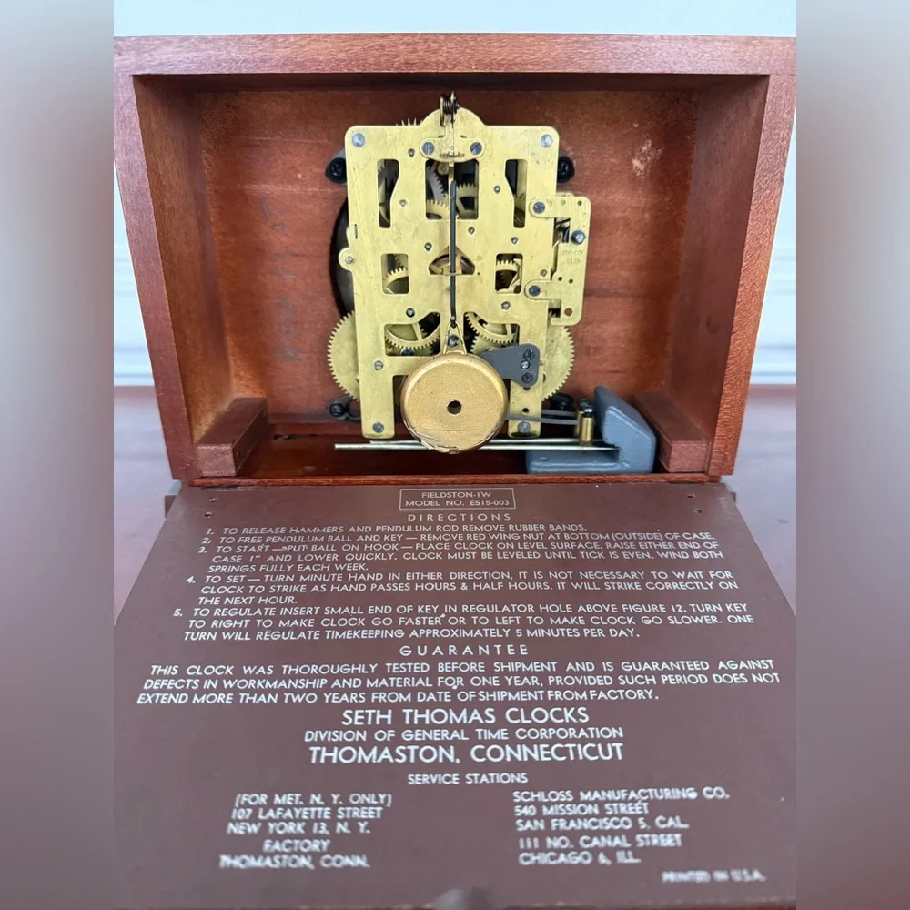 Seth Thomas Rare Mid-Century Modern Chiming Mechanical Striking Clock Works